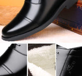 Winter Real Leather With Fleece Lining Men's Cotton Padded Shoes